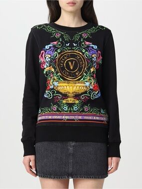 Versace Jeans Couture Cotton Logo V-Emblem Garden Sweatshirt Small